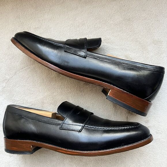 Johnston Murphy Black Leather Slip On Penny Loafer Men 11 Casual Classic Preppy - Picture 1 of 16